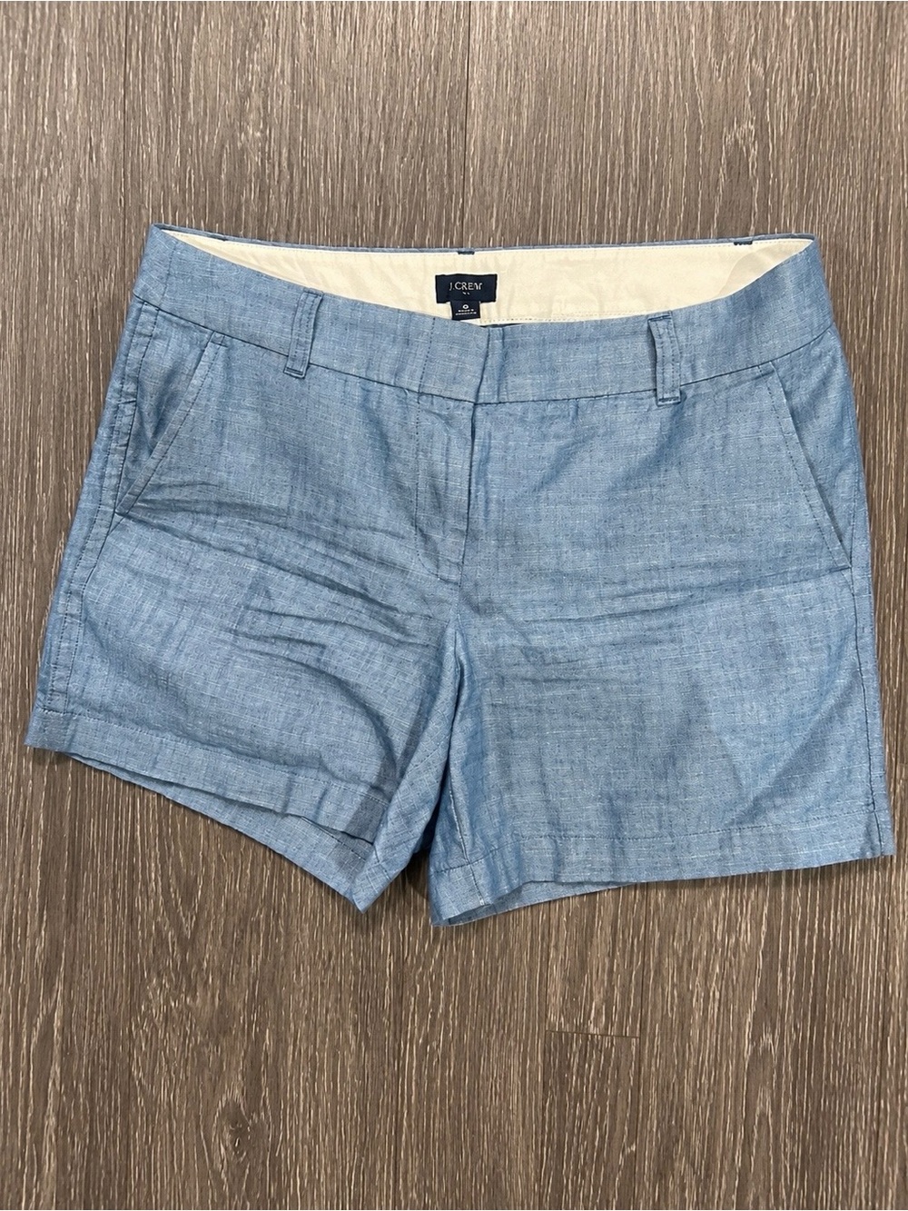 J.Crew Re-Imagined Shorts Womens Size 6 100% Cotton Blue Chambray Preppy Casual